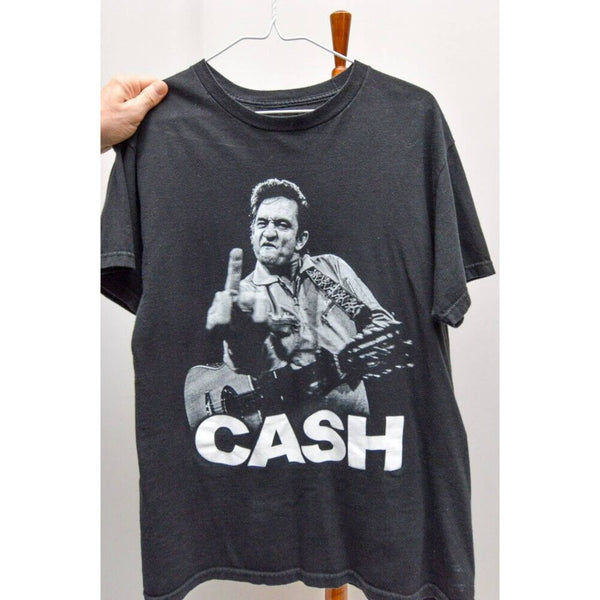Unisex Johnny Cash t shirt black L